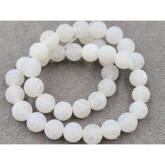 Купити Агат 10 мм морозний білий за ціною 110.00 грн. від виробника