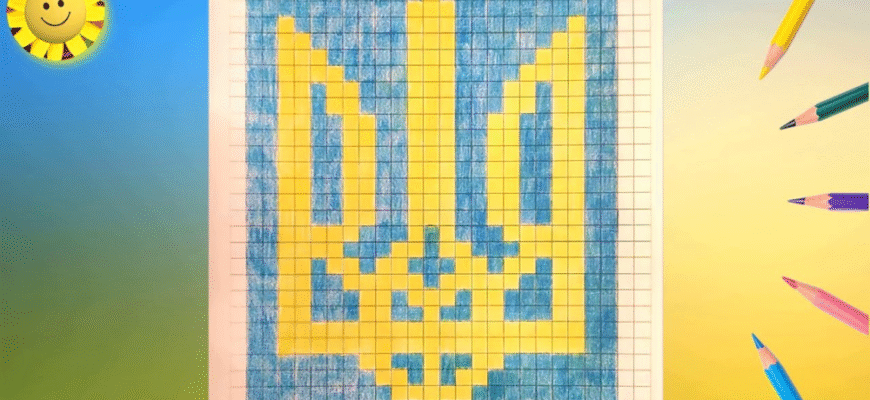 Як легко та швидко намалювати тризуб по клітинках: покрокова інструкція