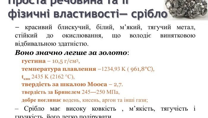 Фізичні властивості срібла: провідність, відбивна здатність, густина