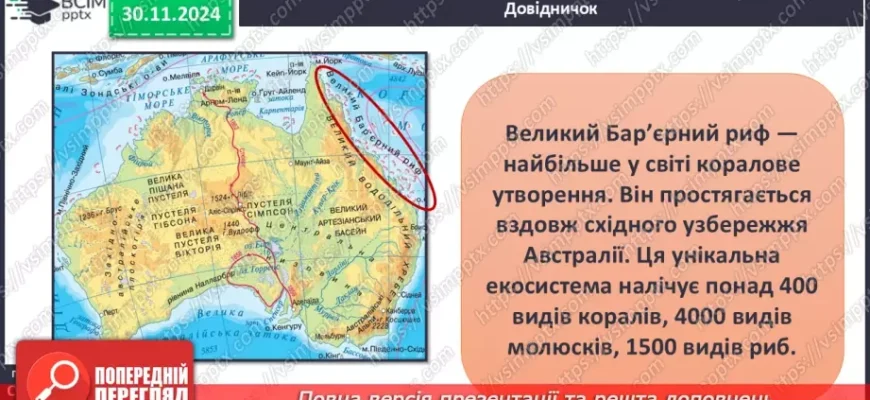 Відмінності рельєфу Австралії від рельєфу інших материків: головні риси